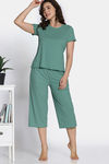Zivame 2 Mile Fashion Knit Poly Capri Sets - Granite Green — thumbnail 2